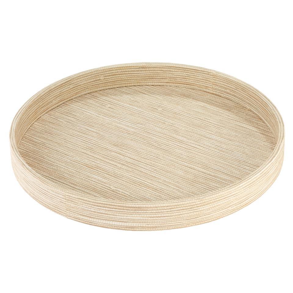 Grasscloth Latte Round Tray