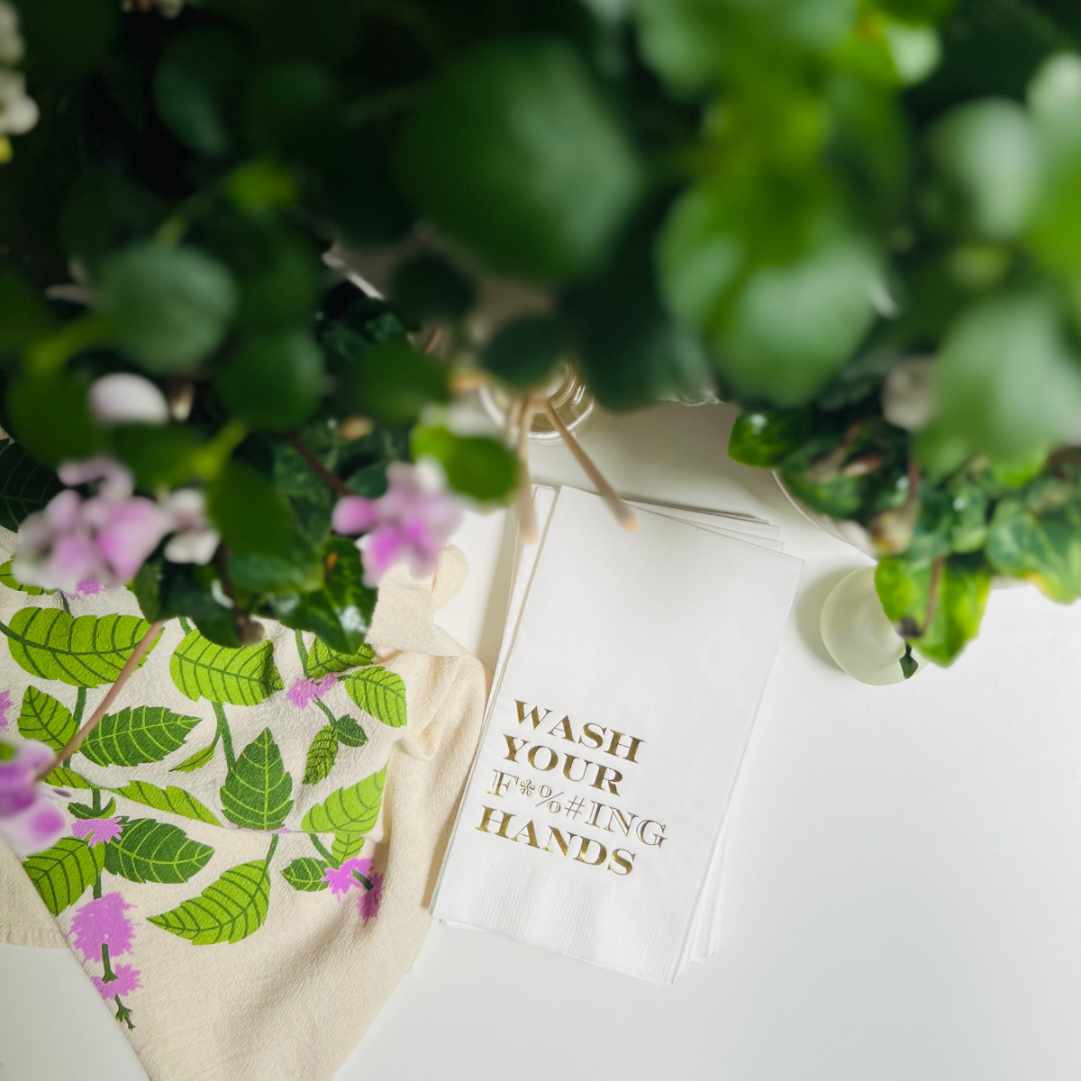 Wash Your F*%#ING Hands Paper Guest Towels: Silver