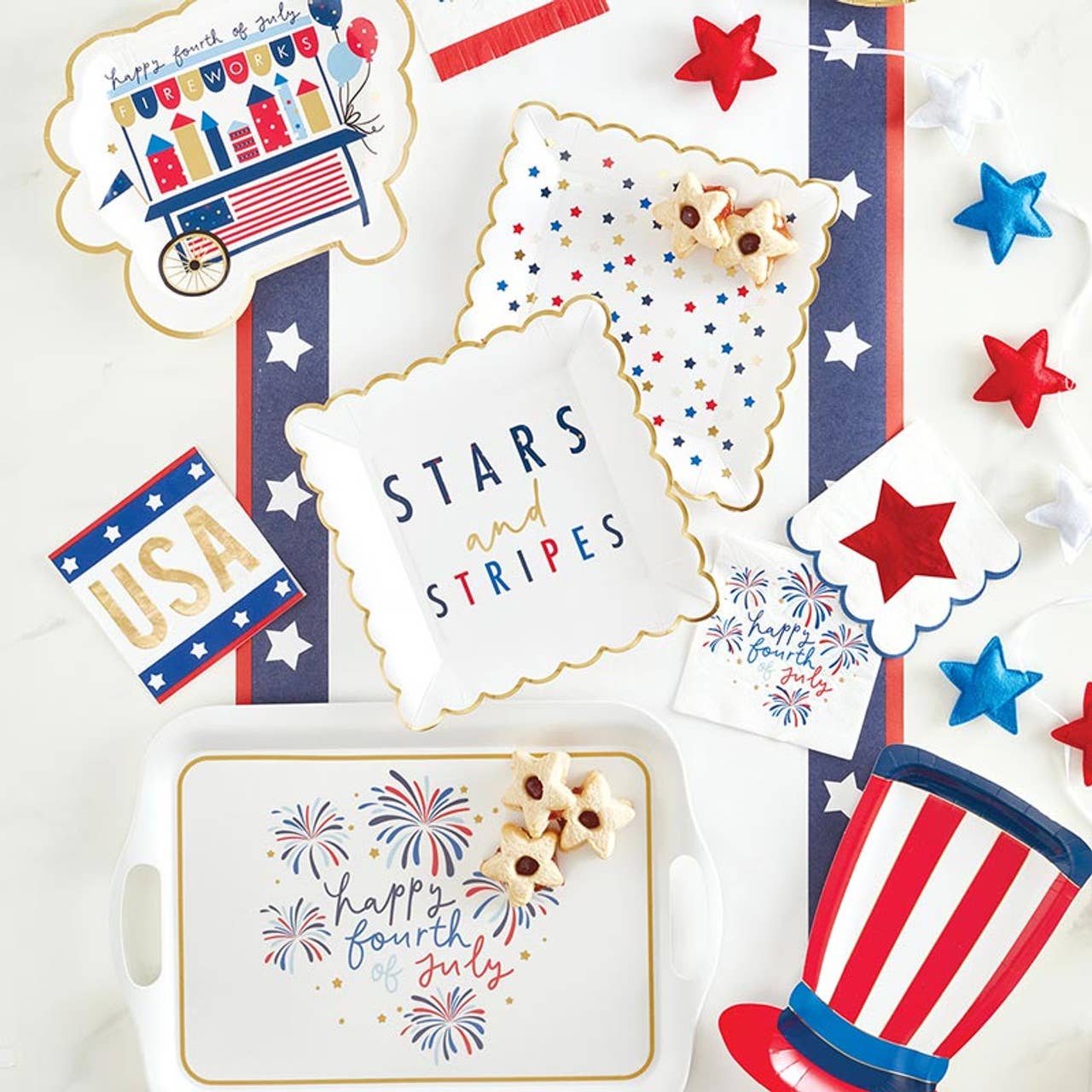 Foil Beverage Napkins - 4th of July: Paper / 5" SQ, 20 count/package