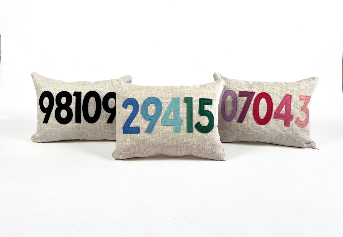 Rye Zip Code Pillow / Cool Blues
