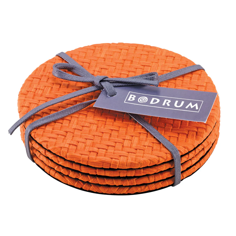 Wicker Pumpkin Coaster, set of 4
