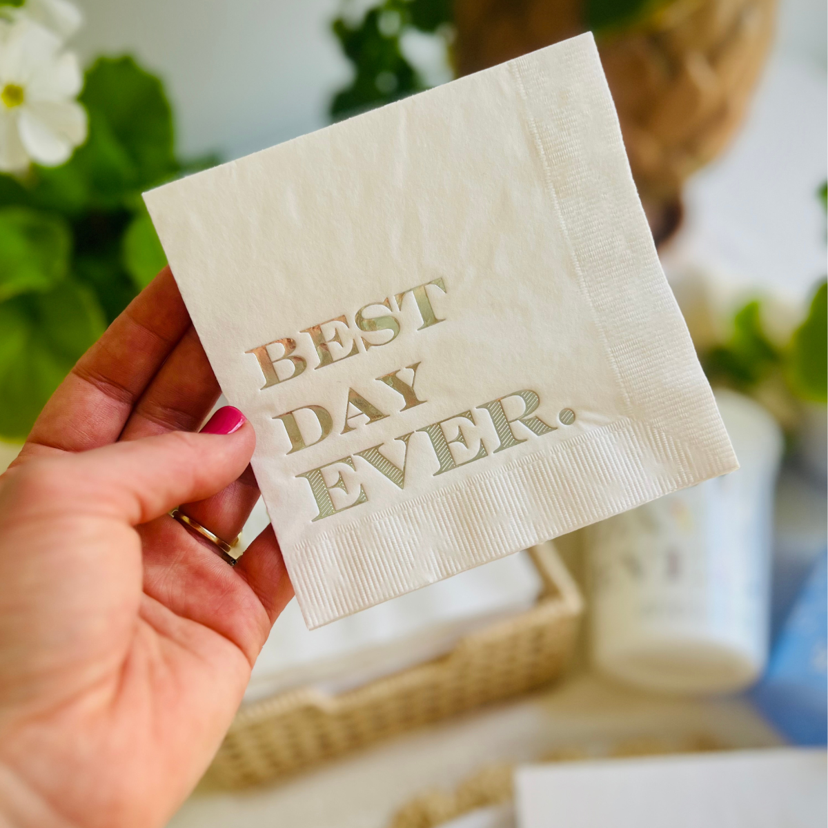 Best Day Ever Wedding Cocktail Paper Napkins