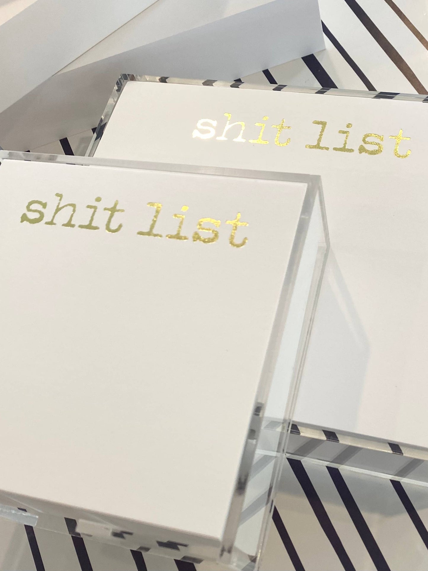 Small Square Gold Foil Shit List Notepad