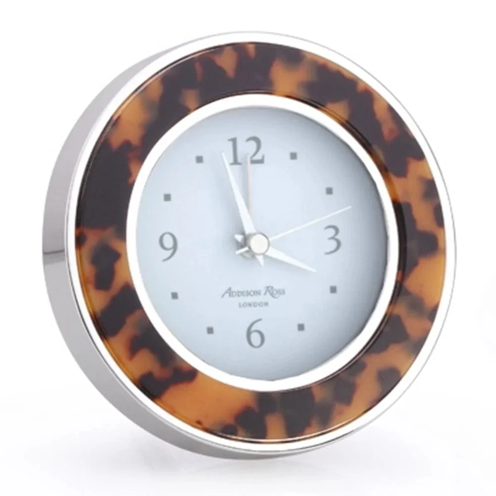 Faux Tortoise & Silver Alarm Clock
