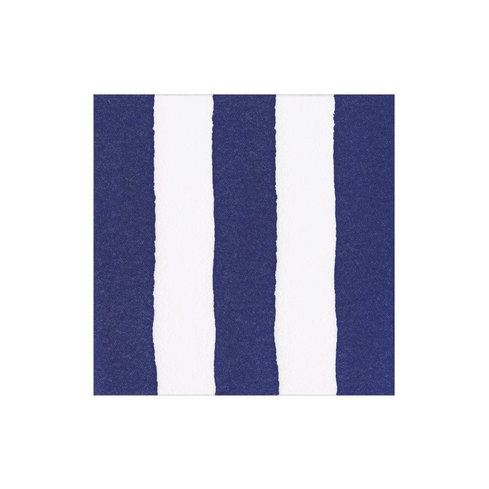 Cafe Stripe Navy Paper Linen Cocktail Napkin - Pack of 15