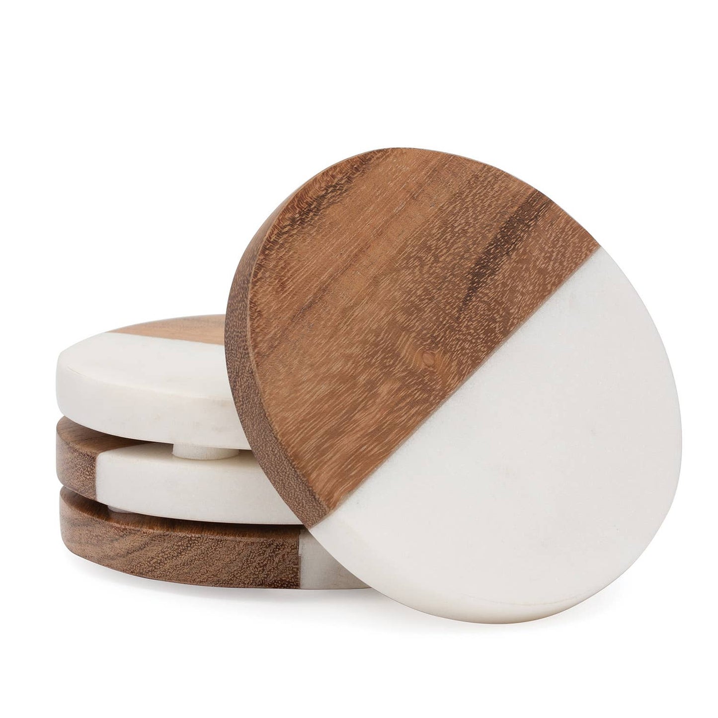 Thirstystone Natural Marble & Acacia Wood Round Coaster 4pk