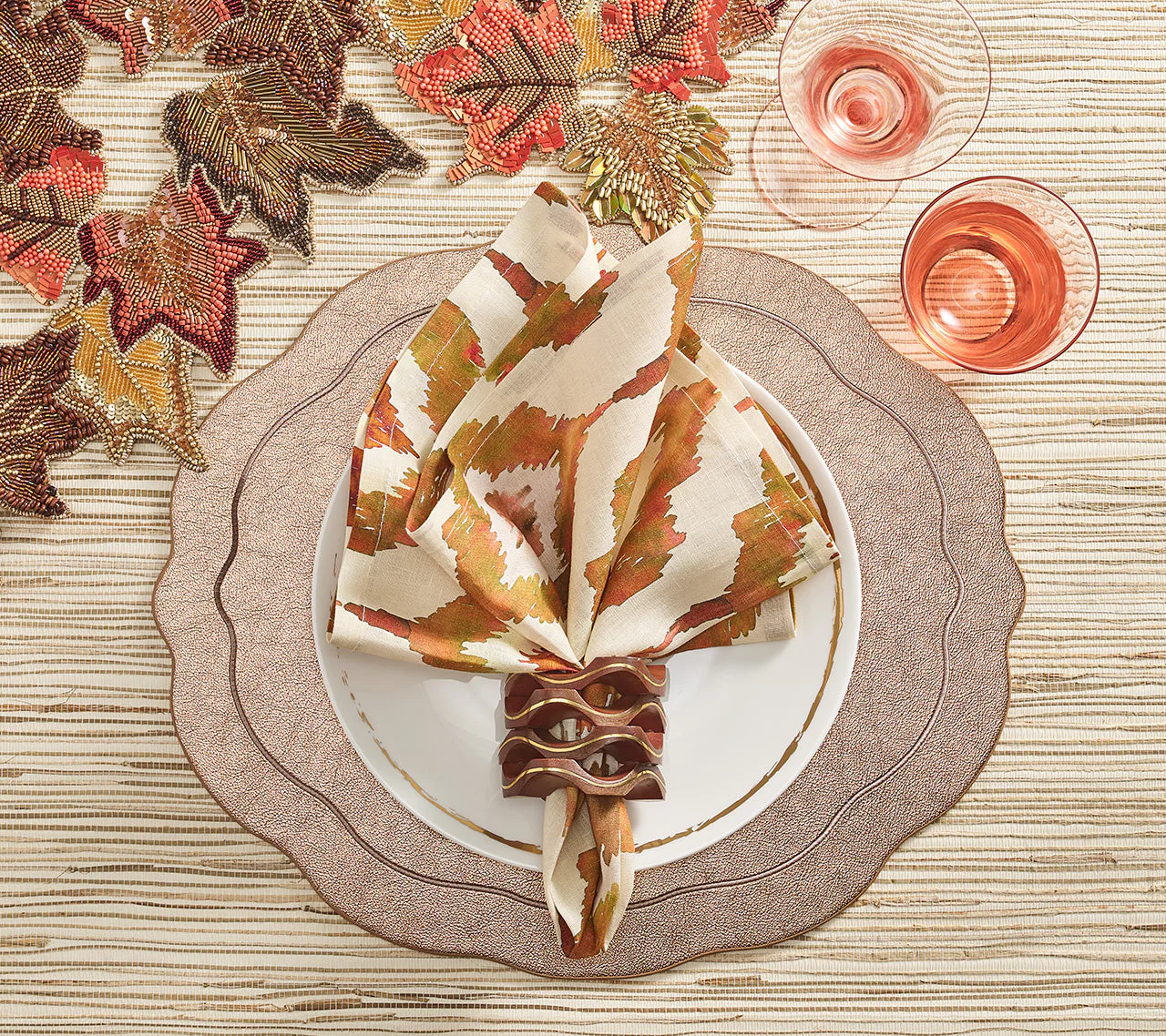 Bonton Brown & Gold Napkin Ring, Set of 4