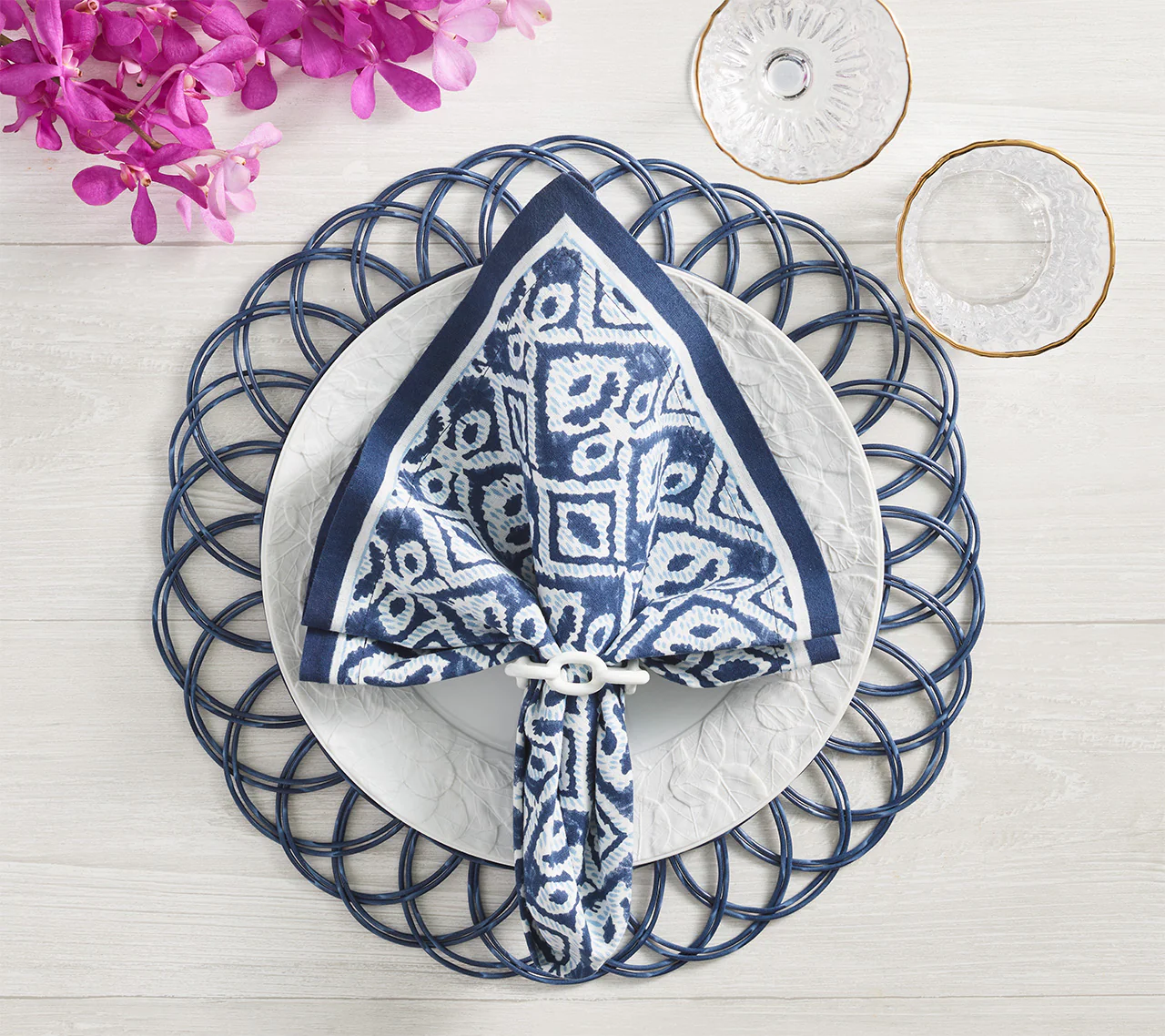 Alfresco Placemat in Blue, Set of 4
