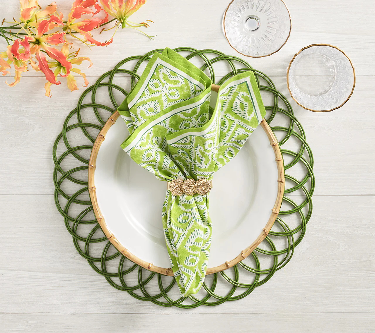 Alfresco Placemat in Green, Set of 4