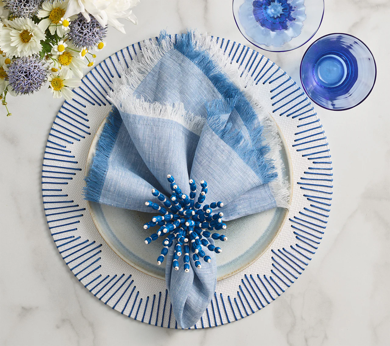 Dream Weaver Placemat/White Blue, Set of 4