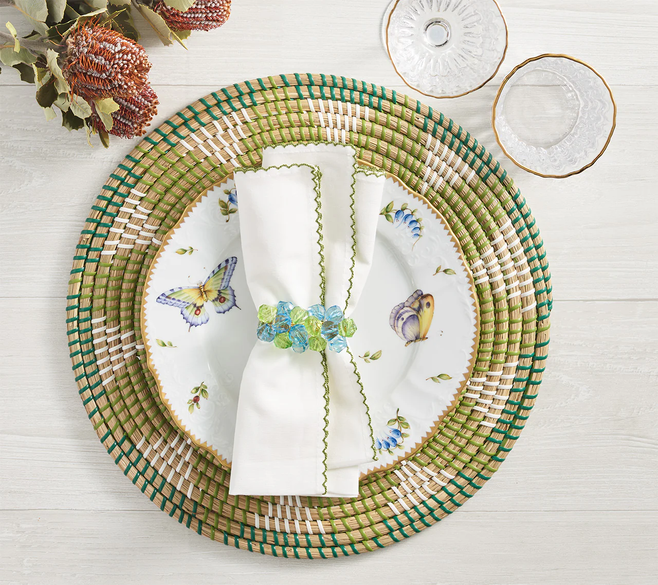 Pop Rocks Napkin Ring/Blue Green, set of 4