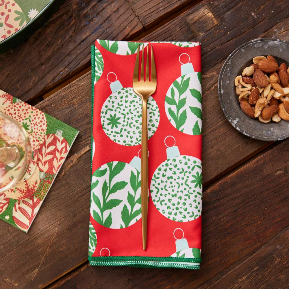 Scandi Ornaments Blue Dinner Napkin
