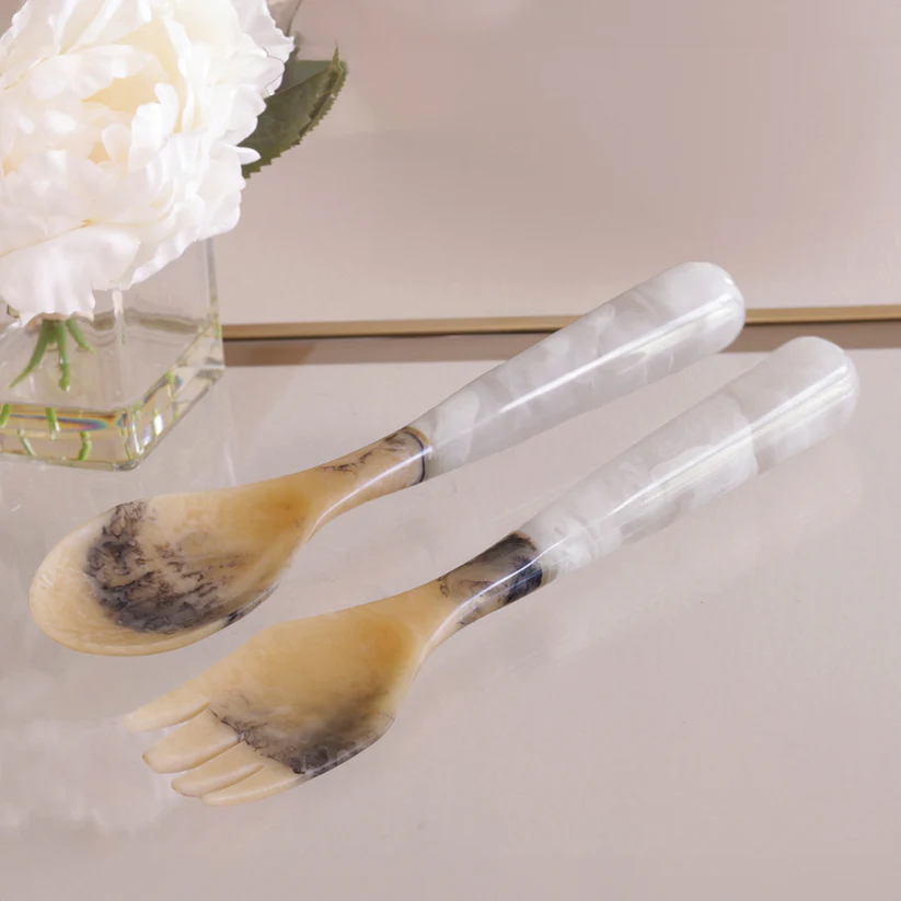 VIDA Resin Salad Servers - White