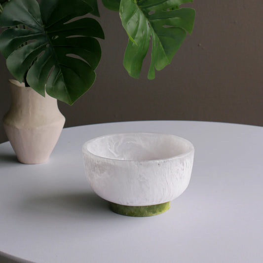 Resin Rio Small Bowl / White & Green