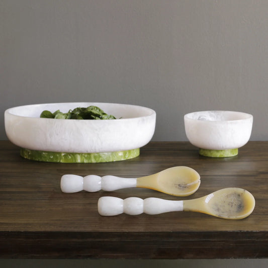 Rio Resin Large Oval Bowl / White & Green
