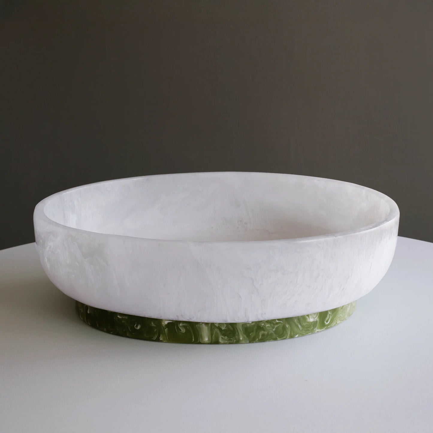 Rio Resin Large Oval Bowl / White & Green