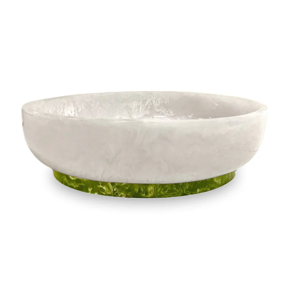 Rio Resin Large Oval Bowl / White & Green