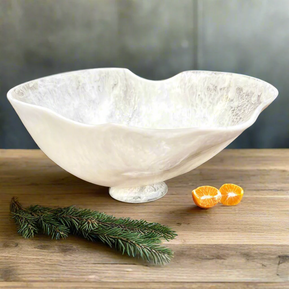 Large White Fruit Bowl Resin 21.2"