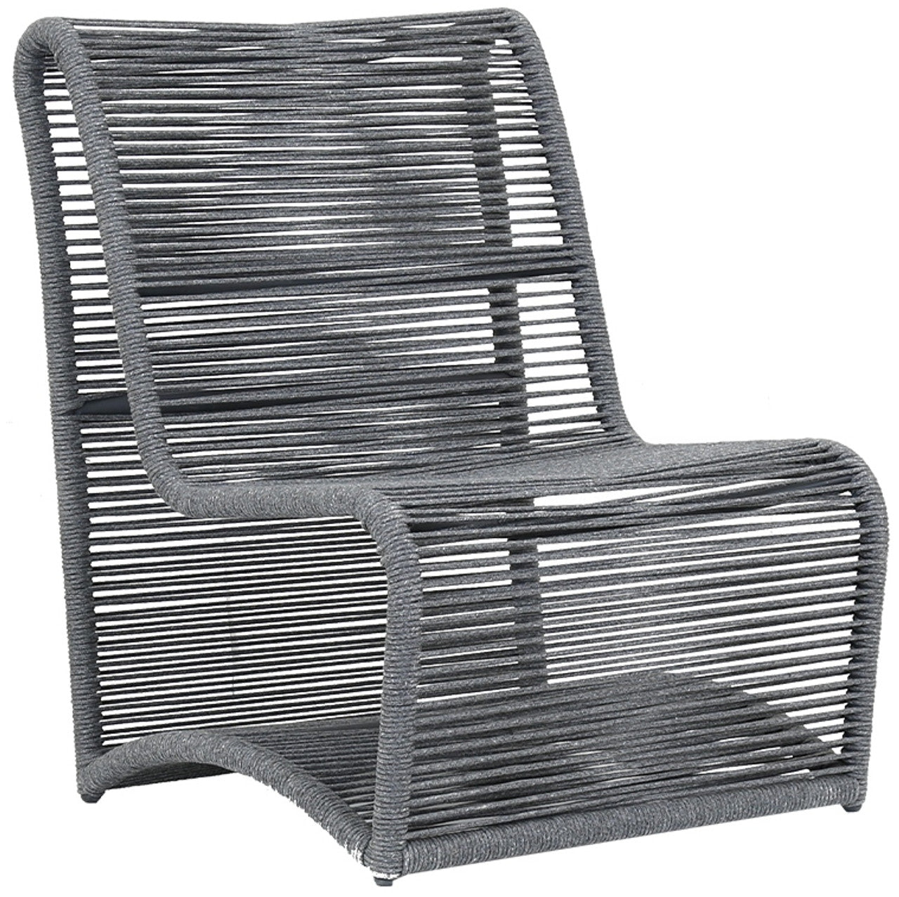 Armless Rope Club Chair, Charcoal Grey