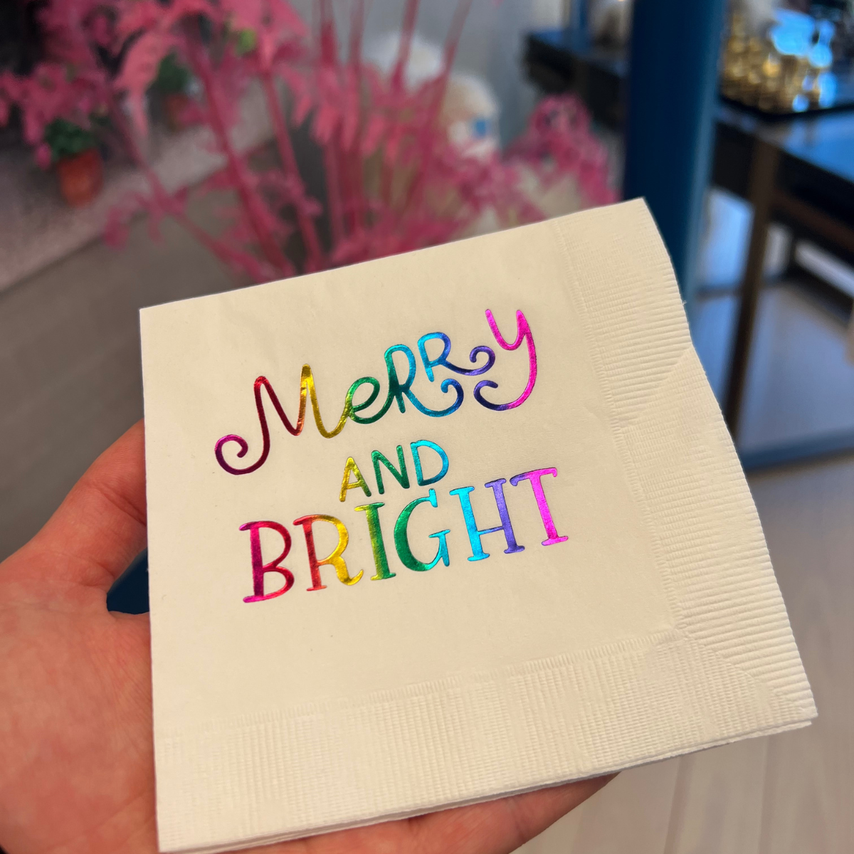 Merry & Bright Christmas Cocktail Paper Napkins