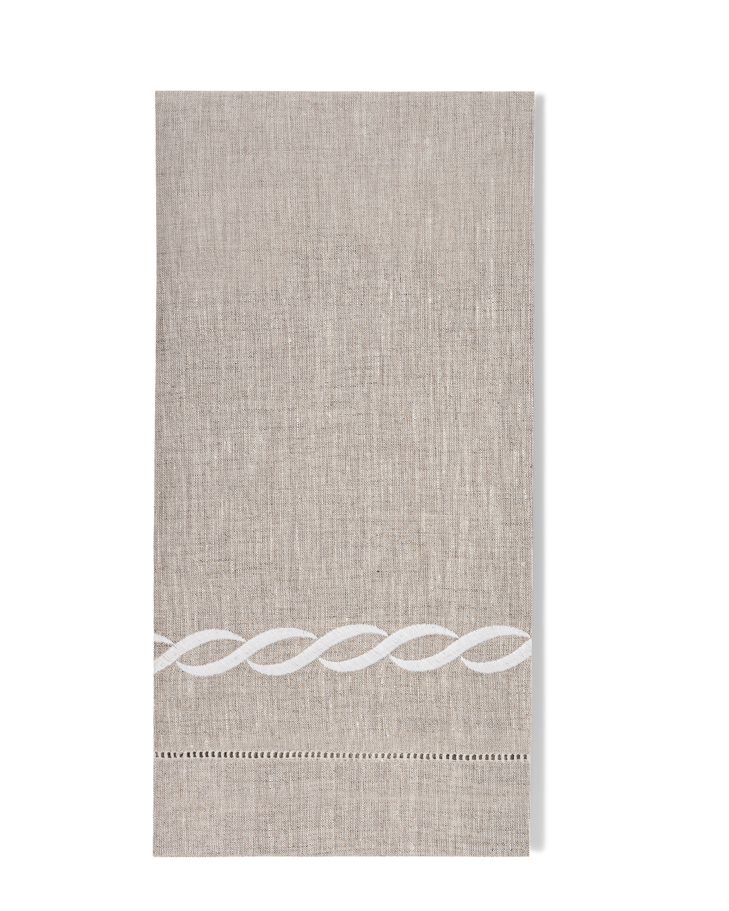 Greenwich Linen Chain Towel: Silver on White