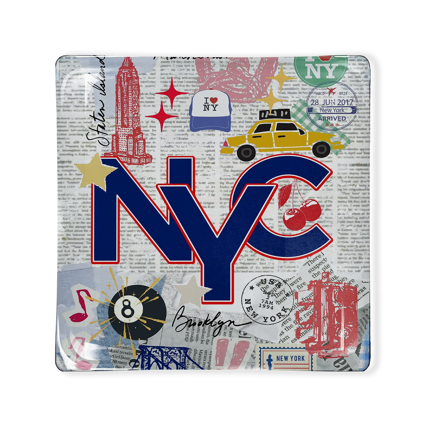 Glass Tray- NYC Newspaper Print