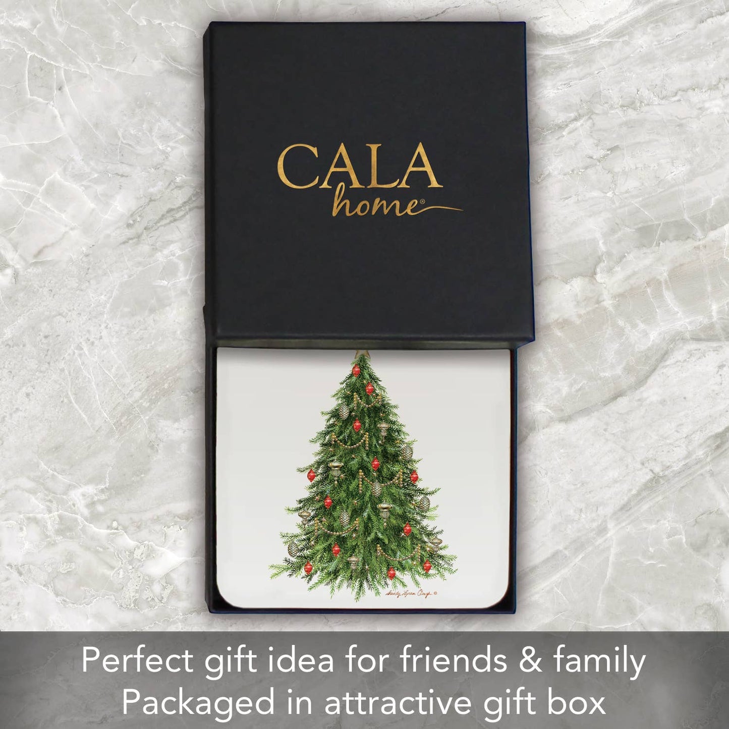 Cala Home O' Christmas Tree Decorative Hardboard Coaster 4pk