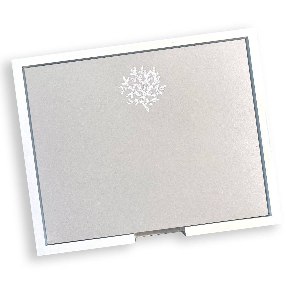 Large White Foil Coral Notepad: Blue