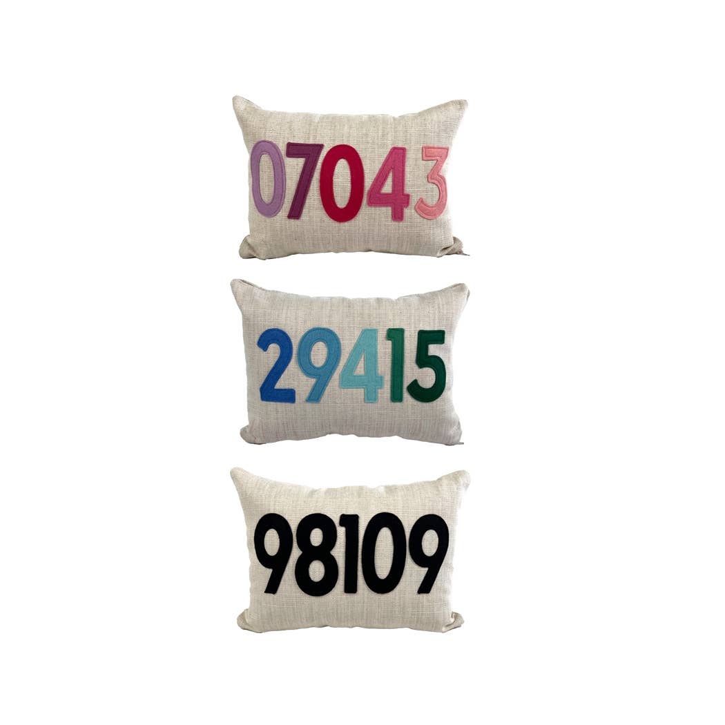 Rye Zip Code Pillow / Cool Blues