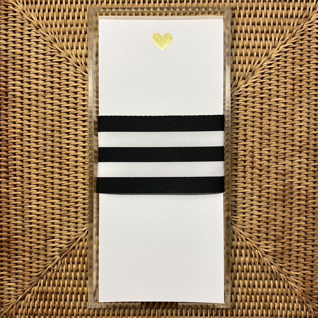 Long Skinny Gold Foil Heart Notepad