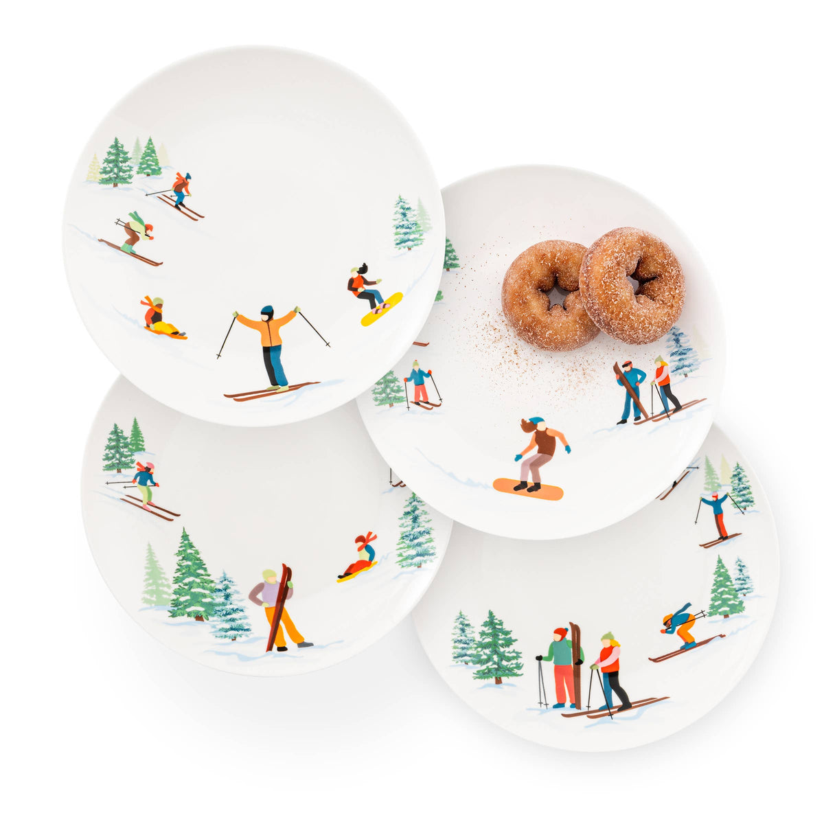 Ski Slopes Appetizer Plates, Set of 4 - Dessert - Apres Ski