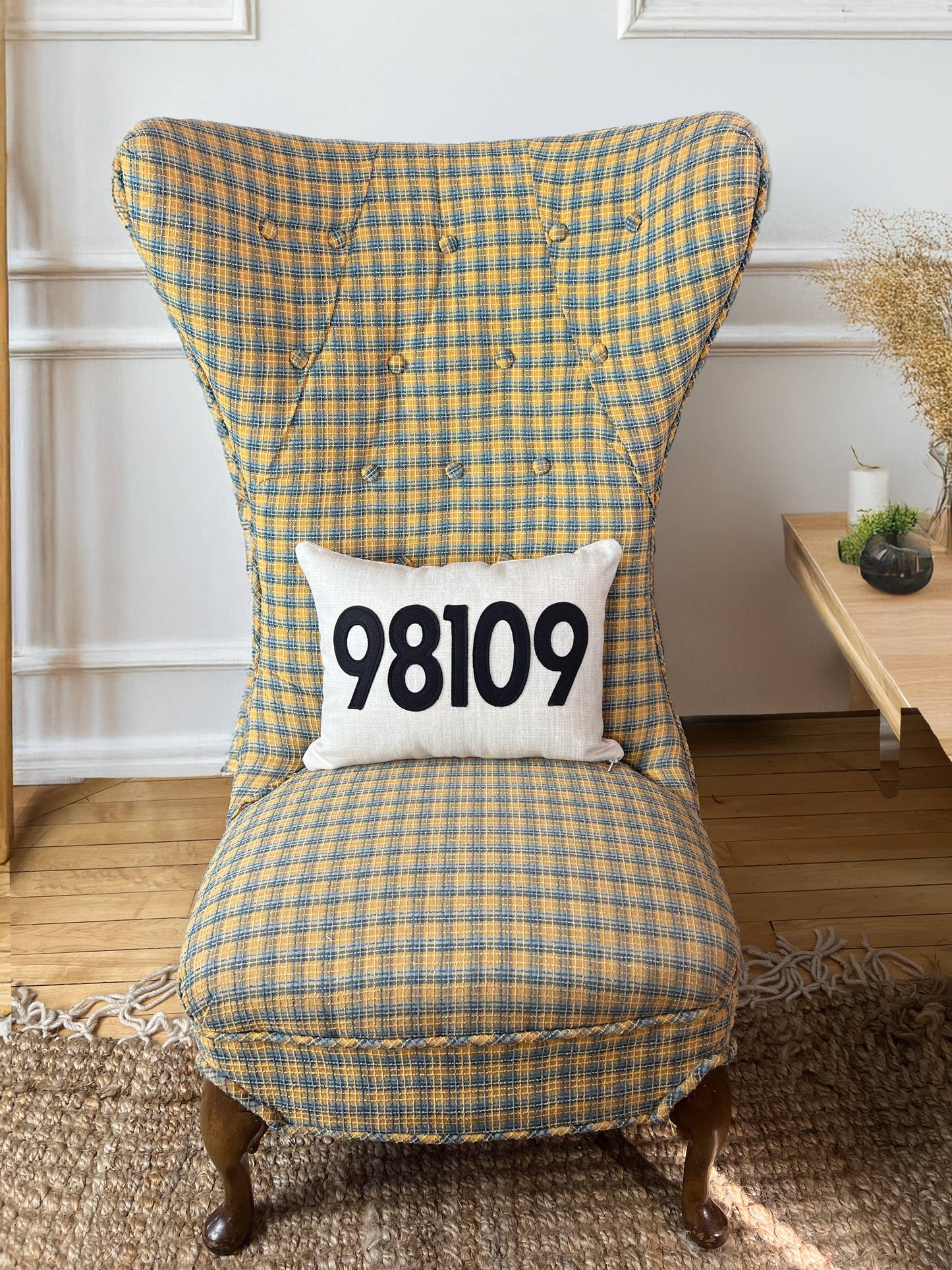 Rye Zip Code Pillow / Cool Blues