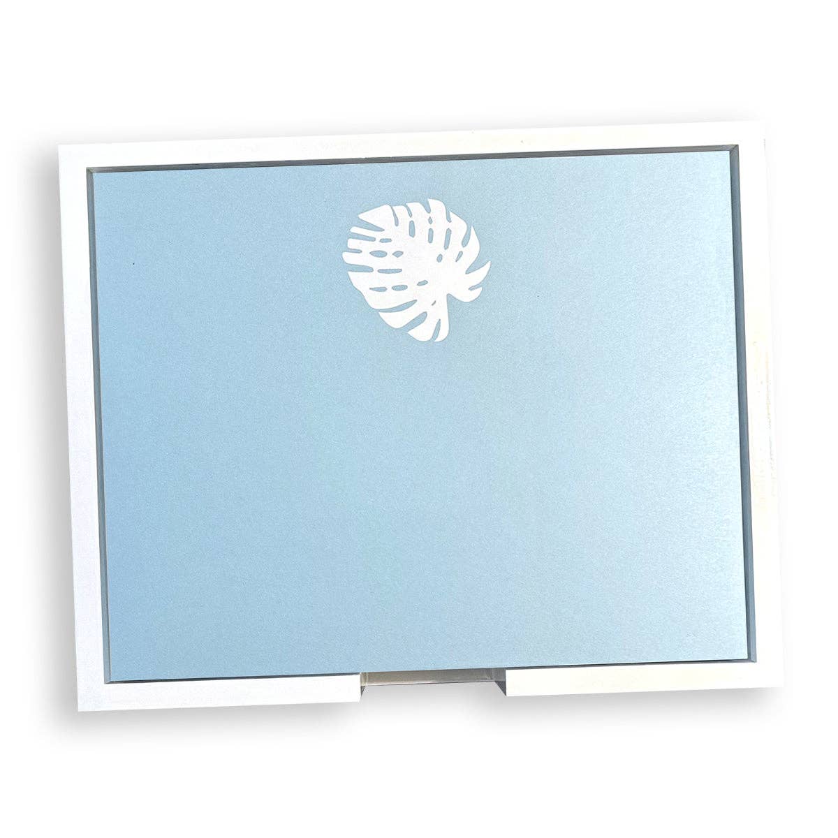 Large White Foil Leaf Notepad: Blue
