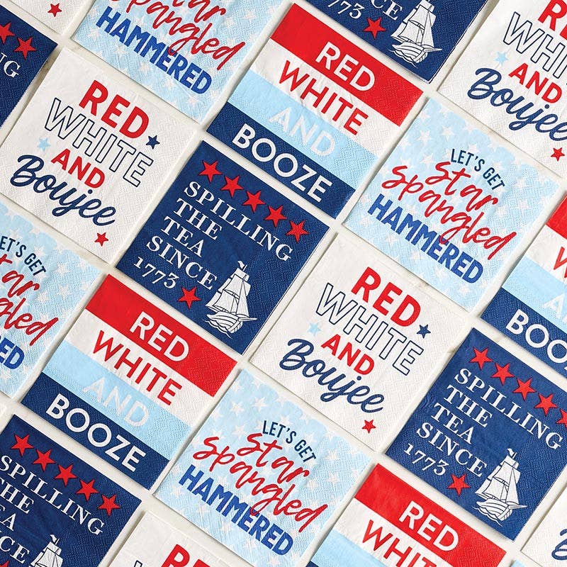 Beverage Napkins - Red White And Booze - 20ct: Paper / 5" sq