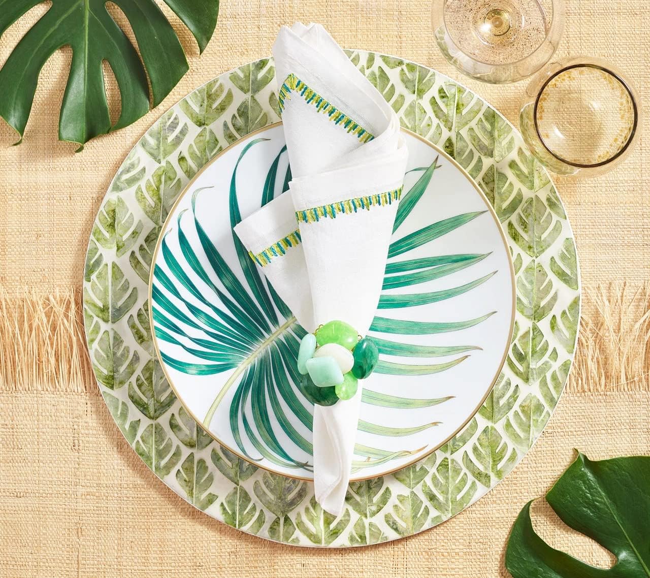 Filament Napkins White/Yellow/Green, Set of 4