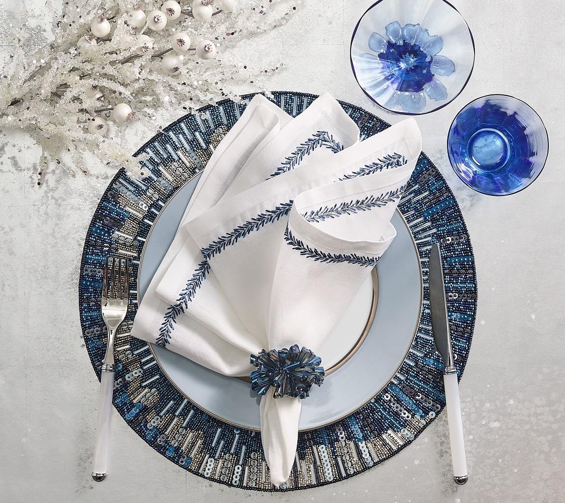 Jardin Napkins, White/Blue Set of 4
