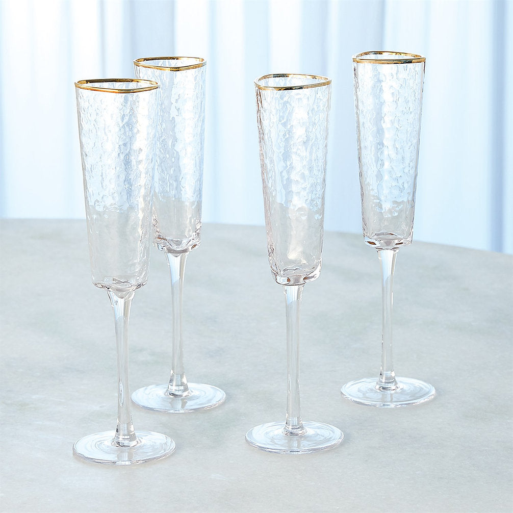 Hammered Champagne Glasses / Set of 4