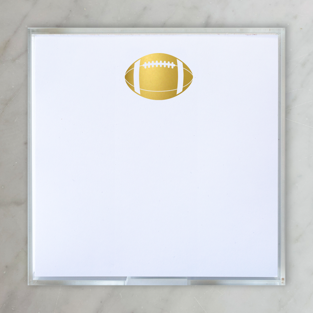 Small Square Gold Foil Football Notepad