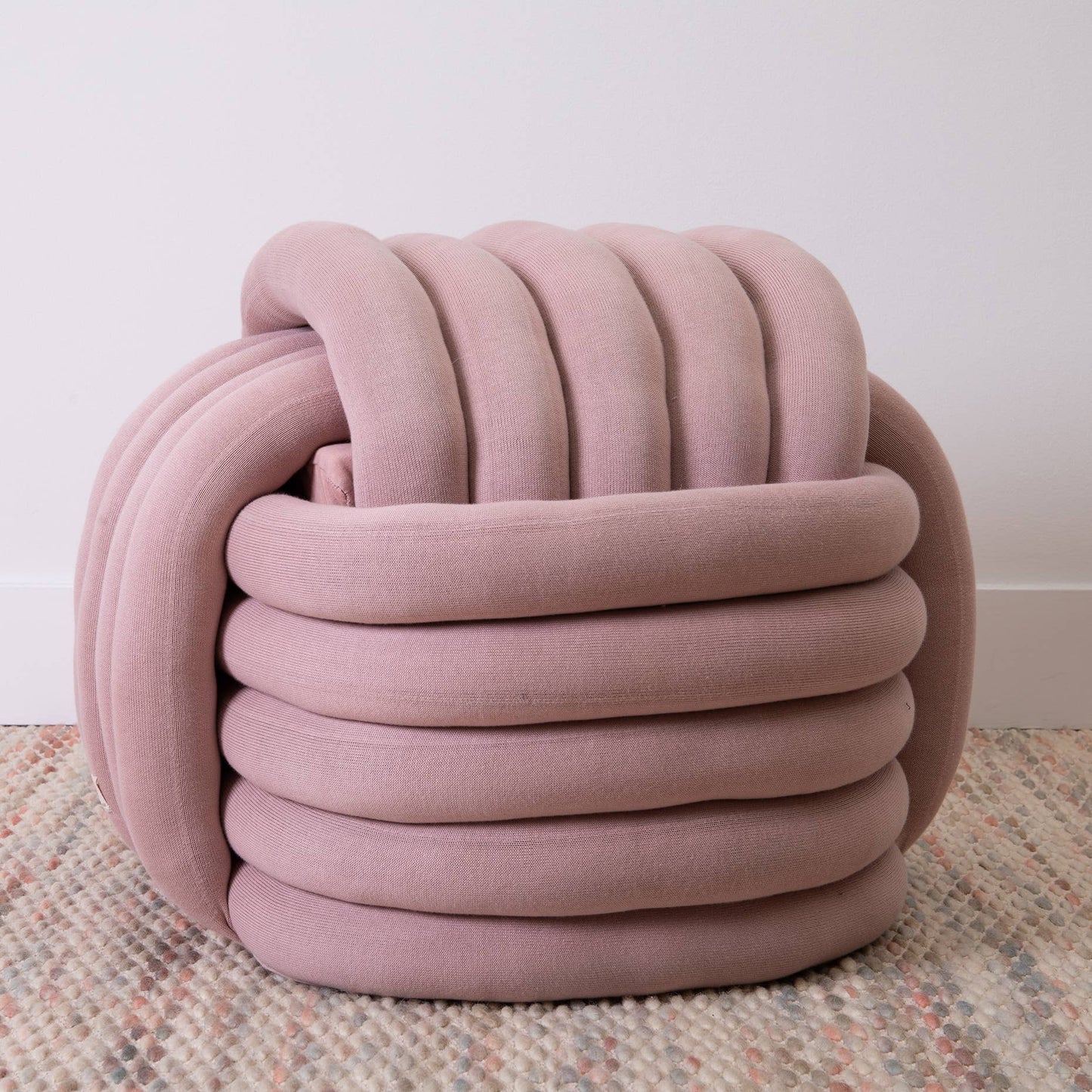 Knotted Pouf Large - Pale Pink