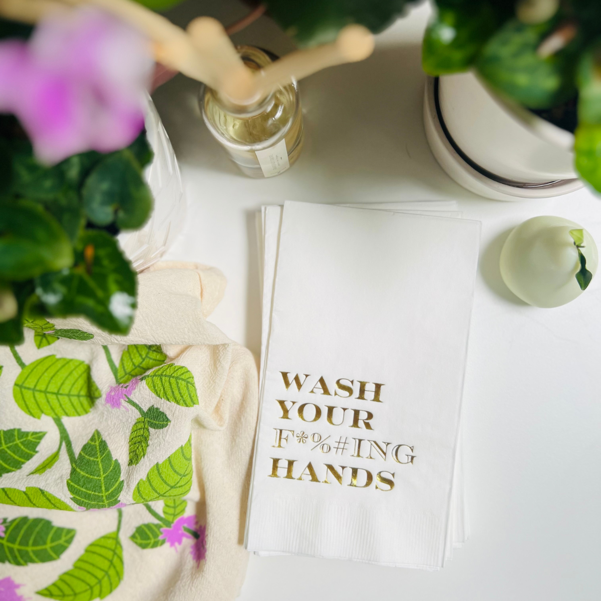Wash Your F*%#ING Hands Paper Guest Towels: Gold