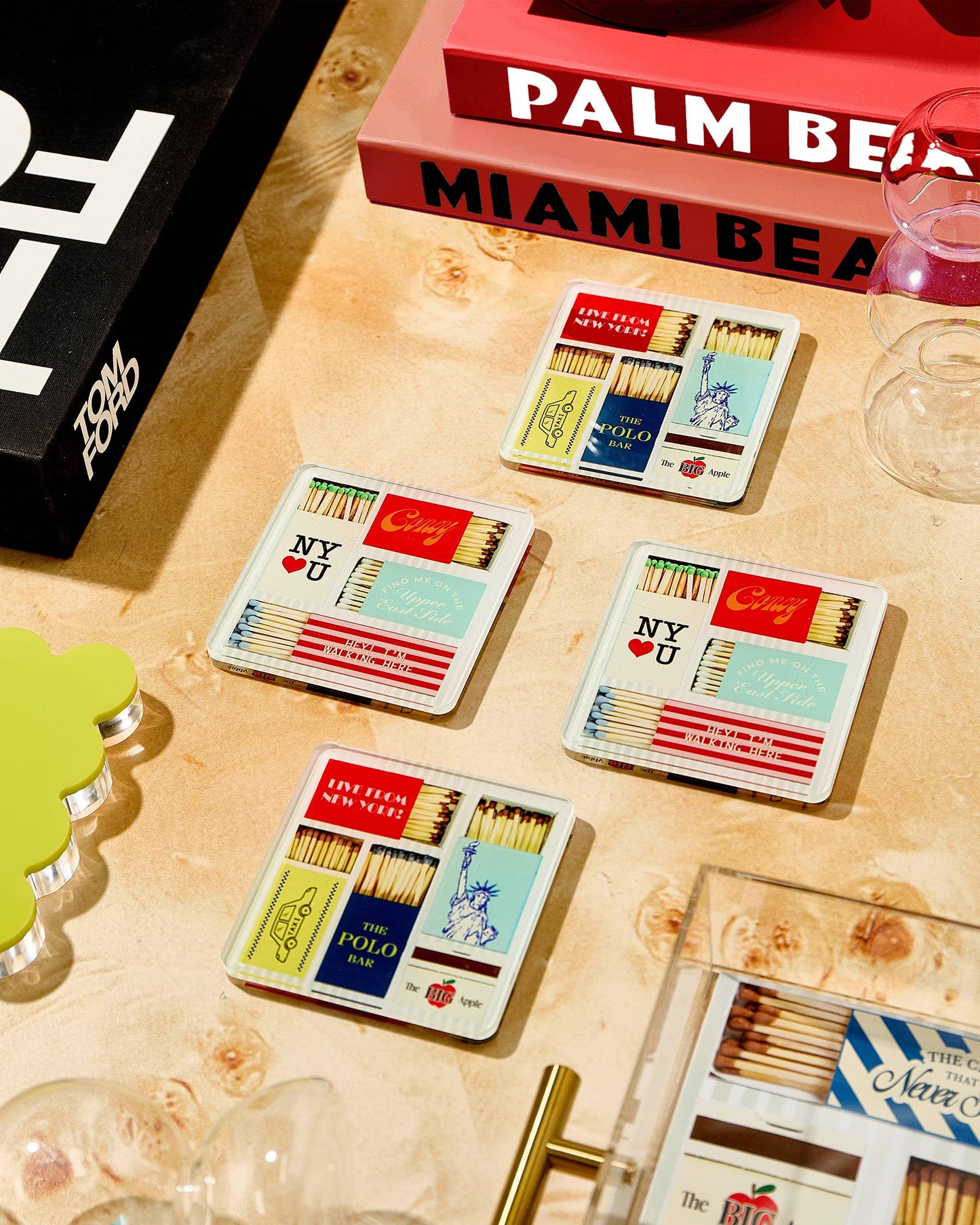 New York Matchbook Coasters: Boxed Set of 4