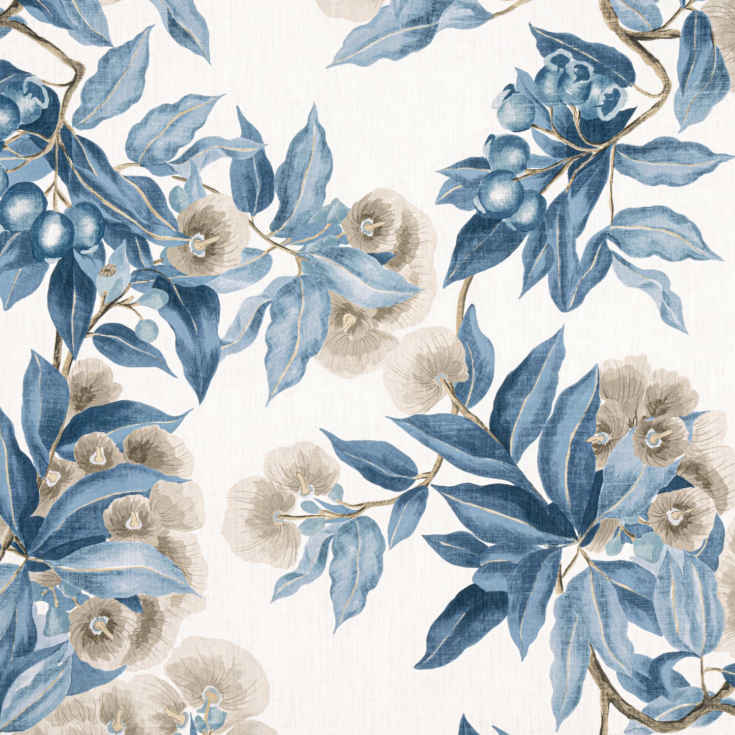 Camellia Garden Wallpaper / Navy & Linen