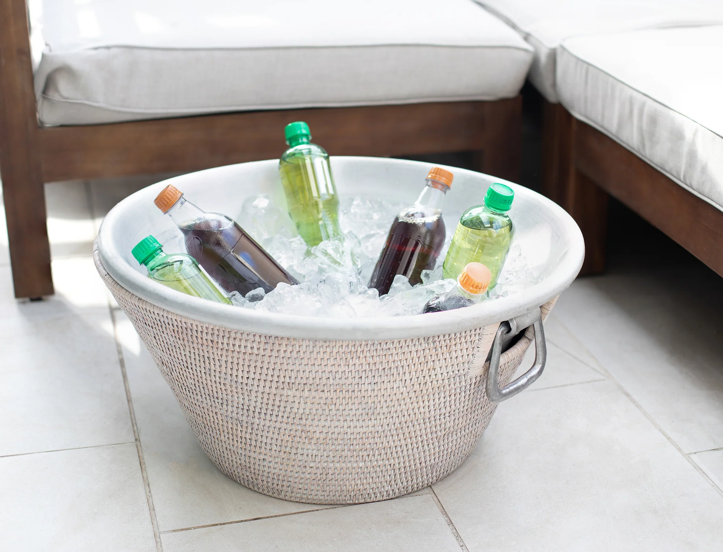 Rattan Aluminum Ice Tub / Bleach White