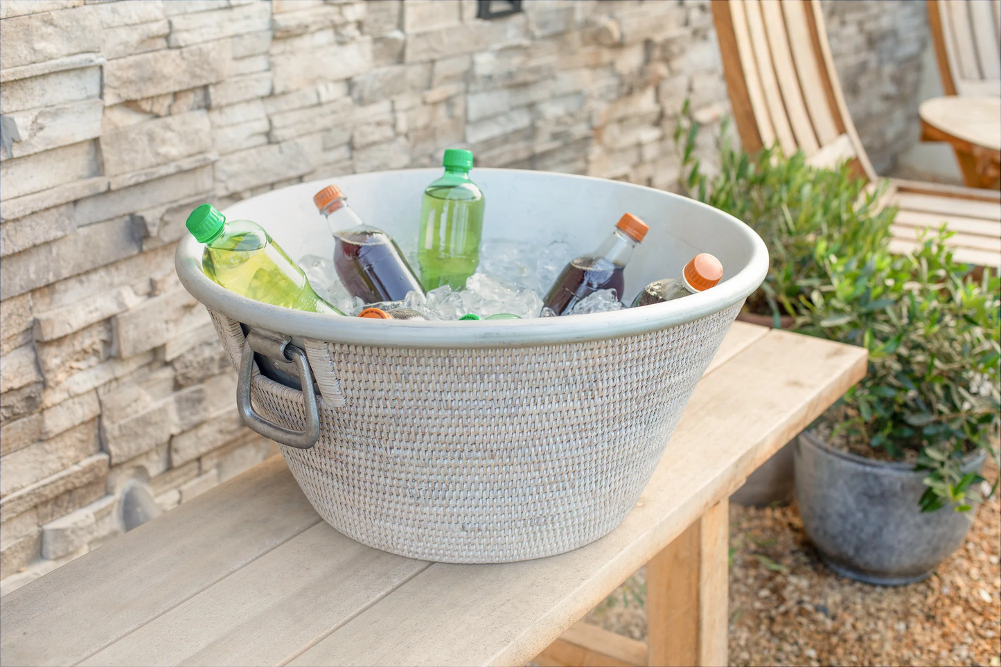 Rattan Aluminum Ice Tub / Bleach White