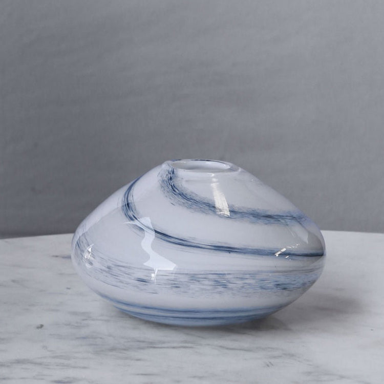 Blue/White Alabaster Small Vase