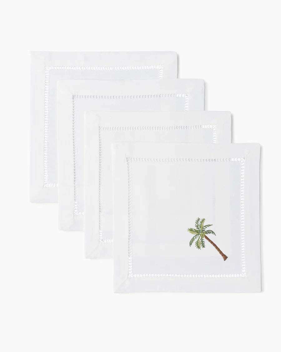 Palm Tree Linen Cocktail Napkins