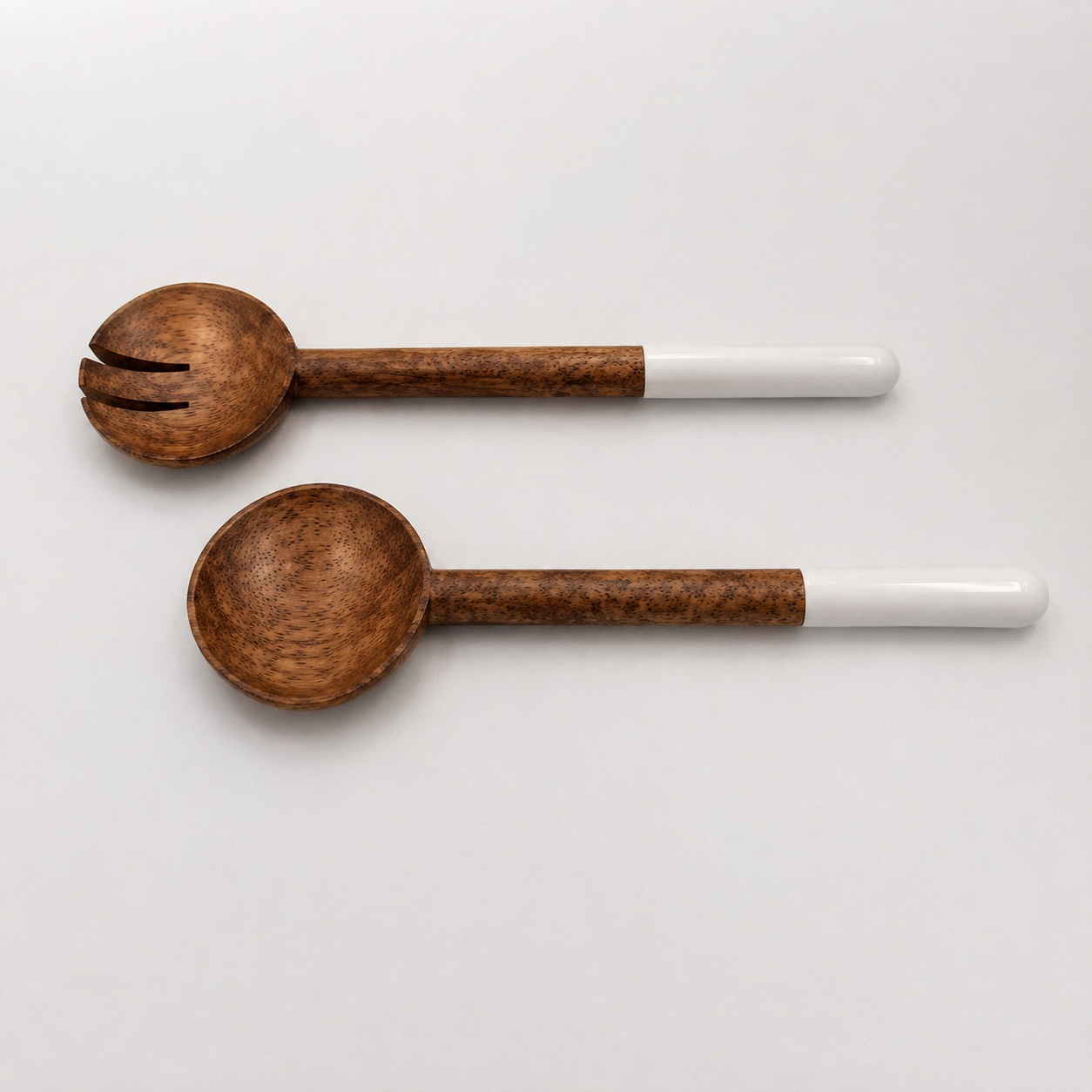 Wooden Salad Servers White set of 2