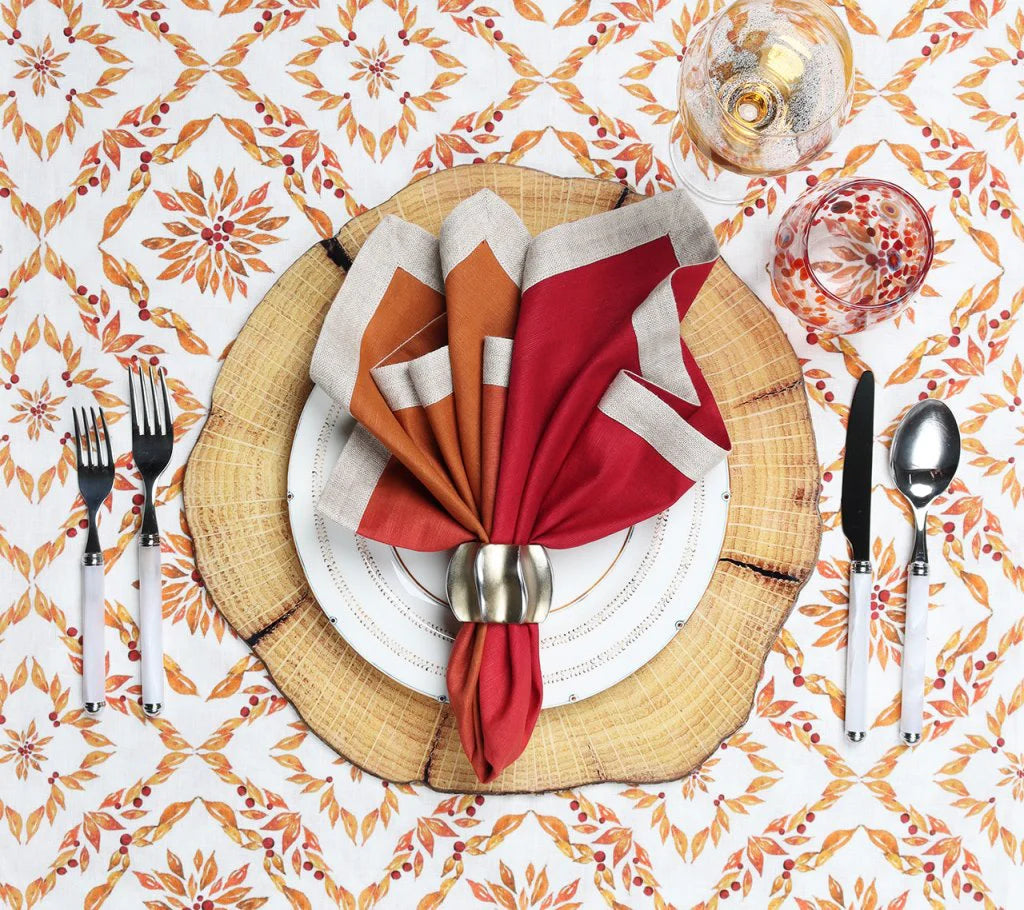 Dip Dye Cranberry/Orange Napkins, Set of 4