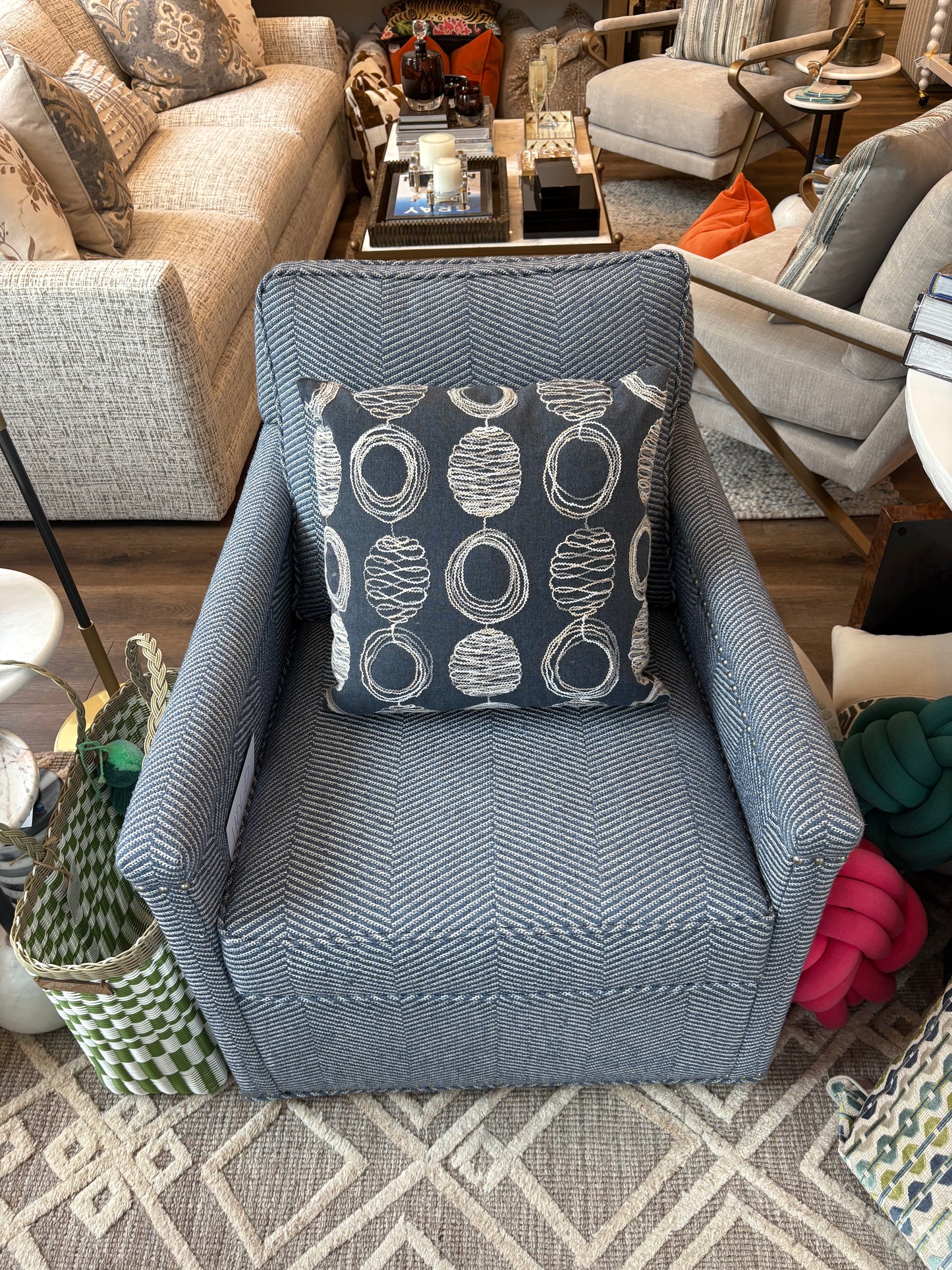 Trajectory Denim Pillow, 20" x 20"