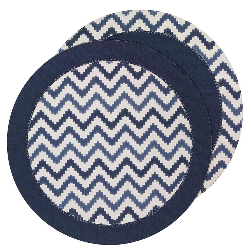Ripple Navy Round Mat, set of 4